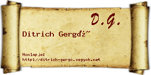 Ditrich Gergő névjegykártya